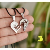 Кулон парный для влюбленных "I love you. Silver. Black" Цена за 1 пару